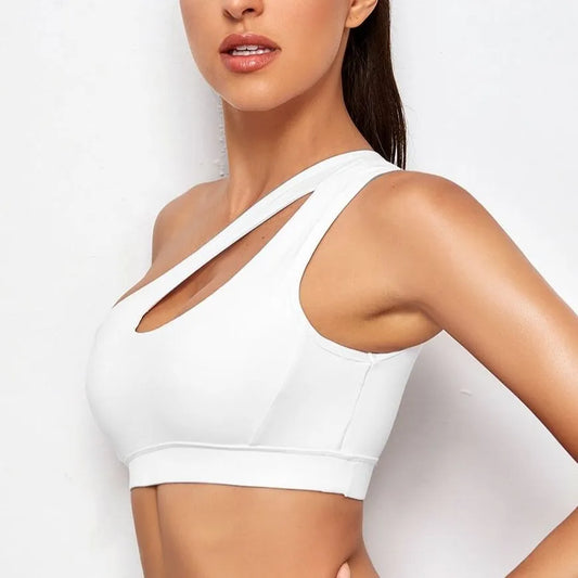Women Sports Bra Push Up Fitness Bras One Shoulder