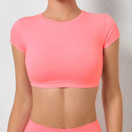 Hollow Beauty Back Crop Top Short Sleeve Yoga Shirt