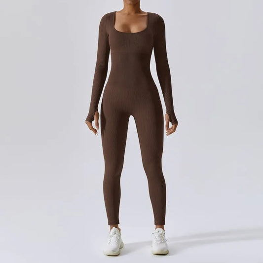 Yoga Set Seamless Yoga Suit Solid One Piece Sexy Jumpsuit