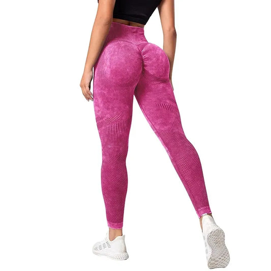 Women Leggings Knit Yoga Pants Bubble Butt Push Up