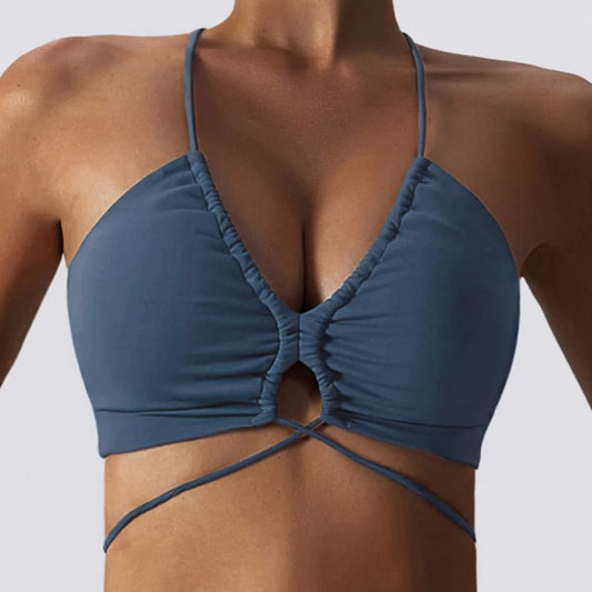 Sexy Gym Top Women Crease Sports Bra Running Back