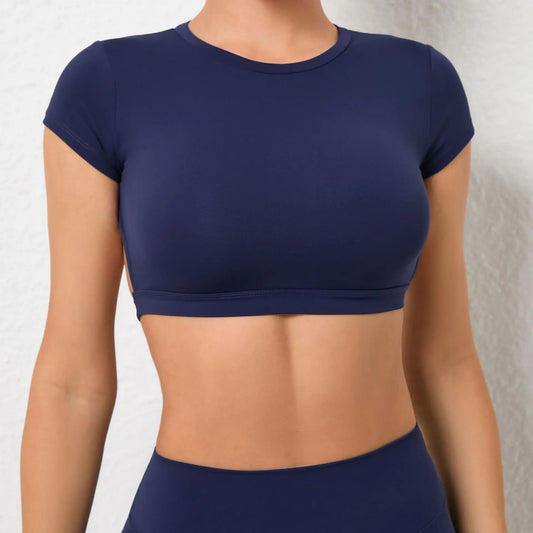 Hollow Beauty Back Crop Top Short Sleeve Yoga Shirt