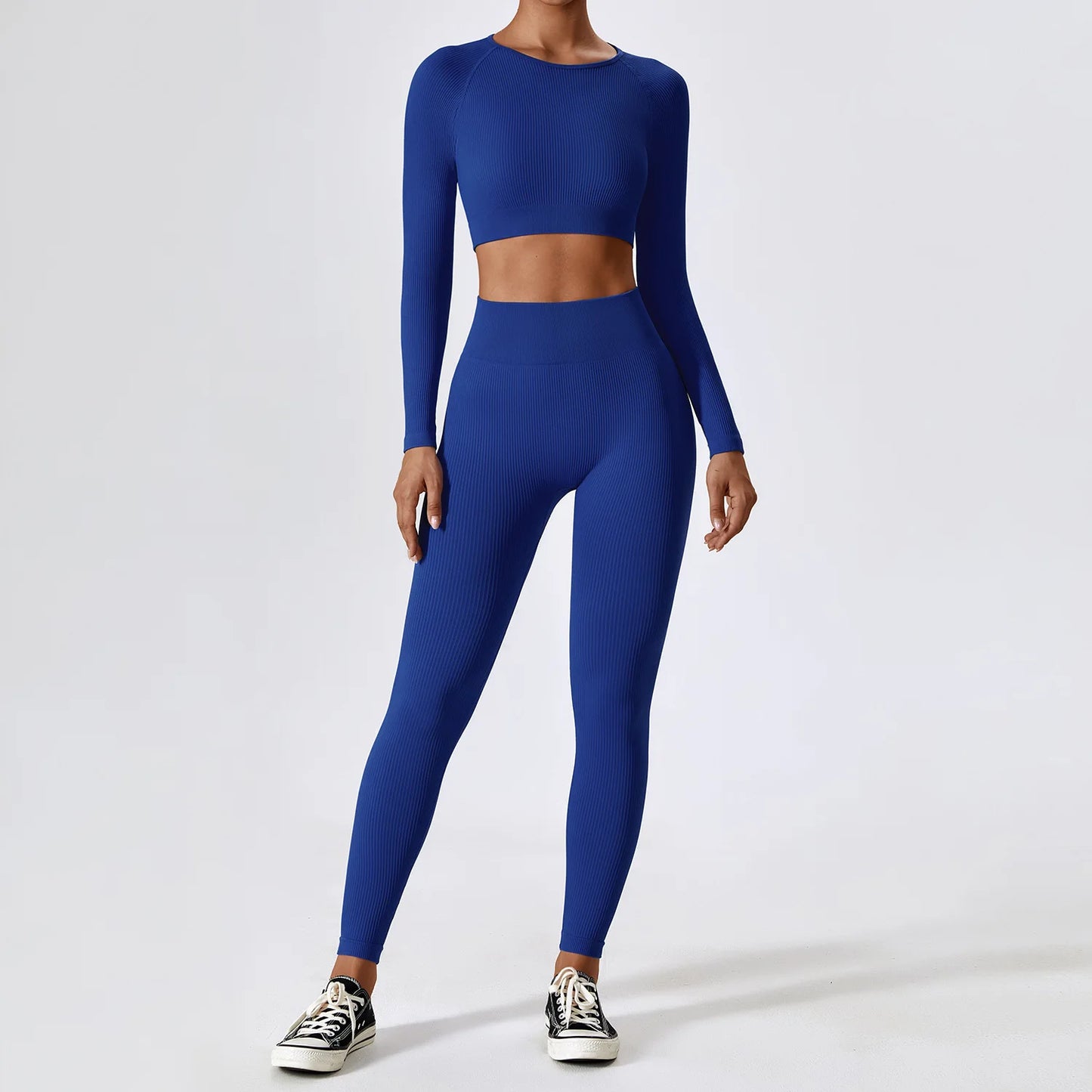 Ribbed Yoga Set Women Workout Sportswear Gym