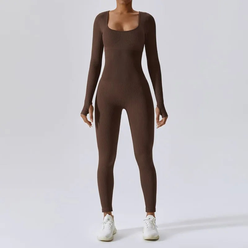 Yoga Set Seamless Yoga Suit Solid One Piece Sexy Jumpsuit