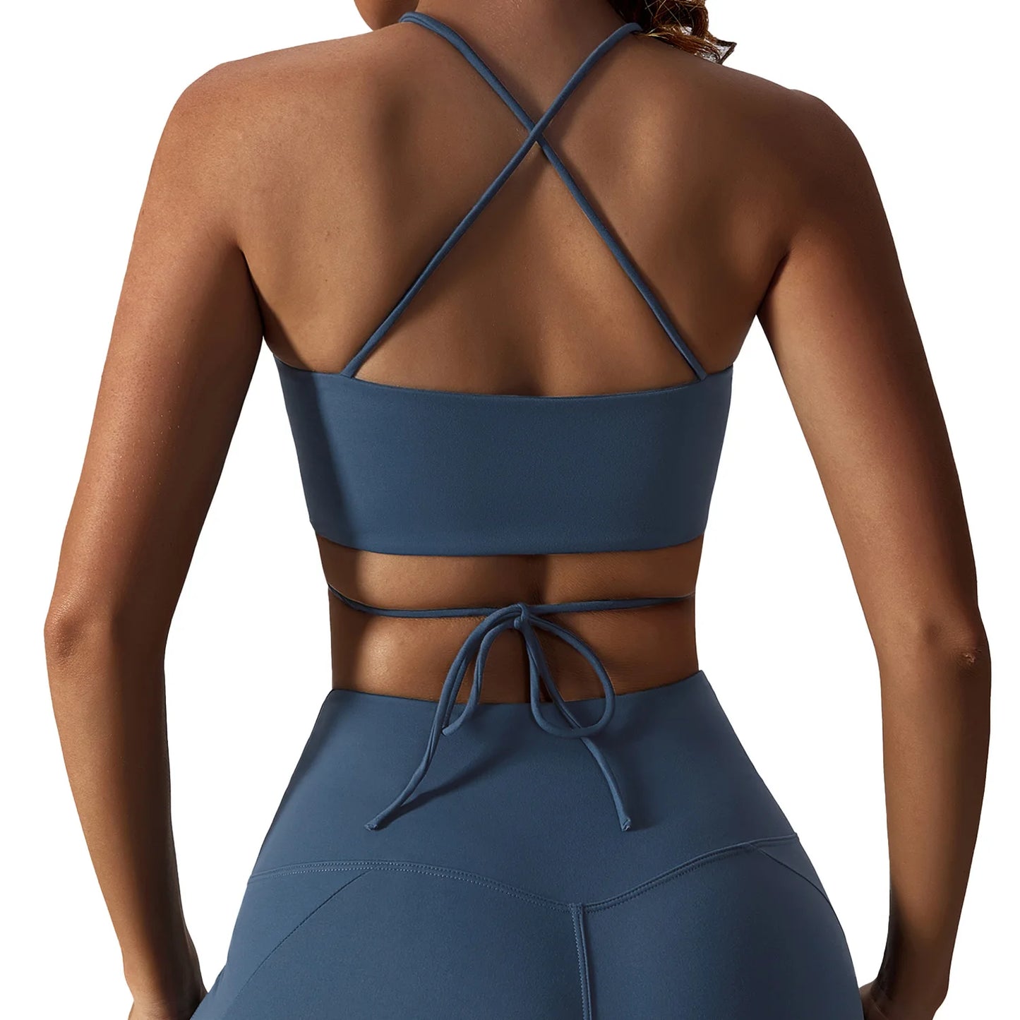 Sexy Gym Top Women Crease Sports Bra Running Back