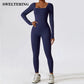 Women's Tracksuit Jumpsuit Sportswear Long Sleeved Yoga Suit