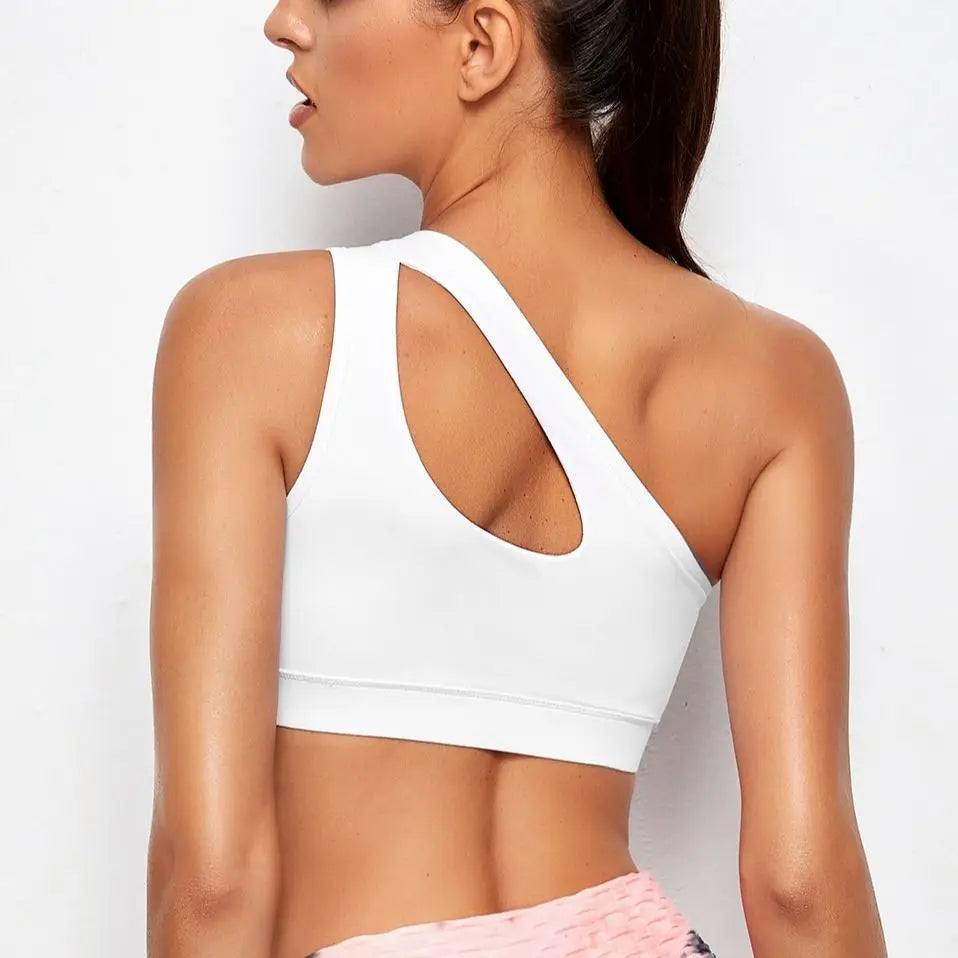 Women Sports Bra Push Up Fitness Bras One Shoulder