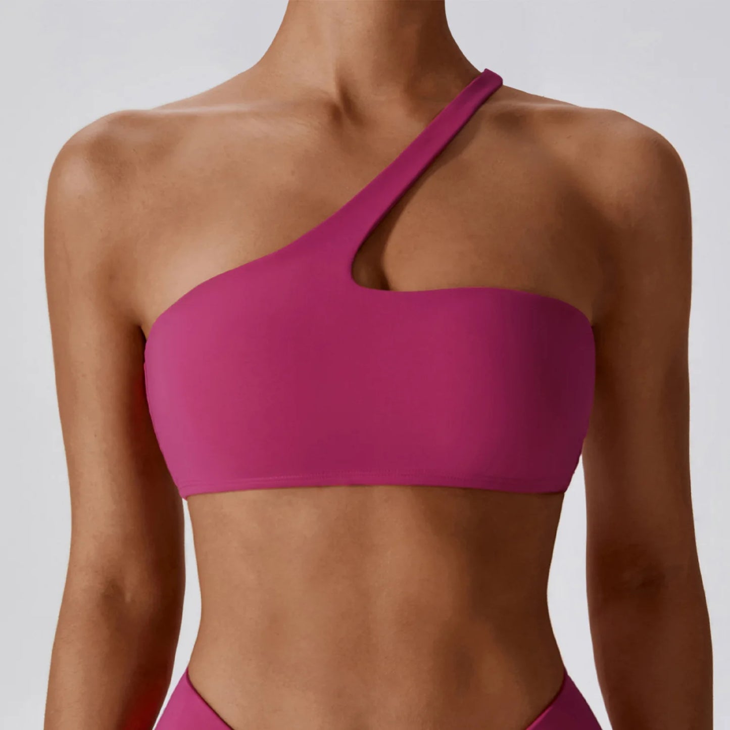 Women One Shoulder Sports Bra Top Push Up Fitness Yoga