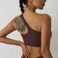 Solid Color one shoulder Women Fitness Sports Bra