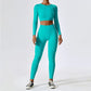 Ribbed Yoga Set Women Workout Sportswear Gym