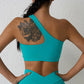 Solid Color one shoulder Women Fitness Sports Bra