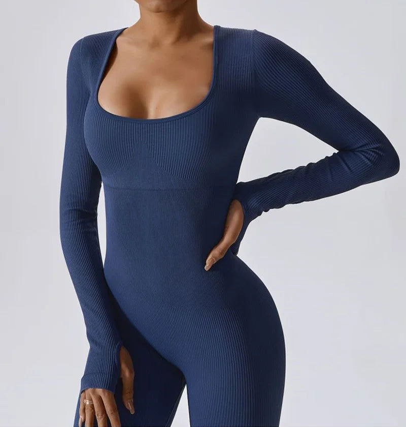 Yoga Set Seamless Yoga Suit Solid One Piece Sexy Jumpsuit