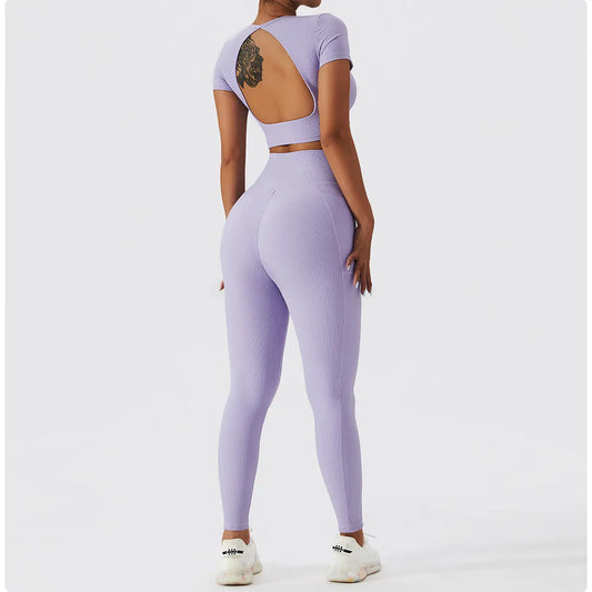 Yoga Sets 2PCS Sport Workout Clothes Femme Rib
