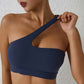 Solid Color one shoulder Women Fitness Sports Bra
