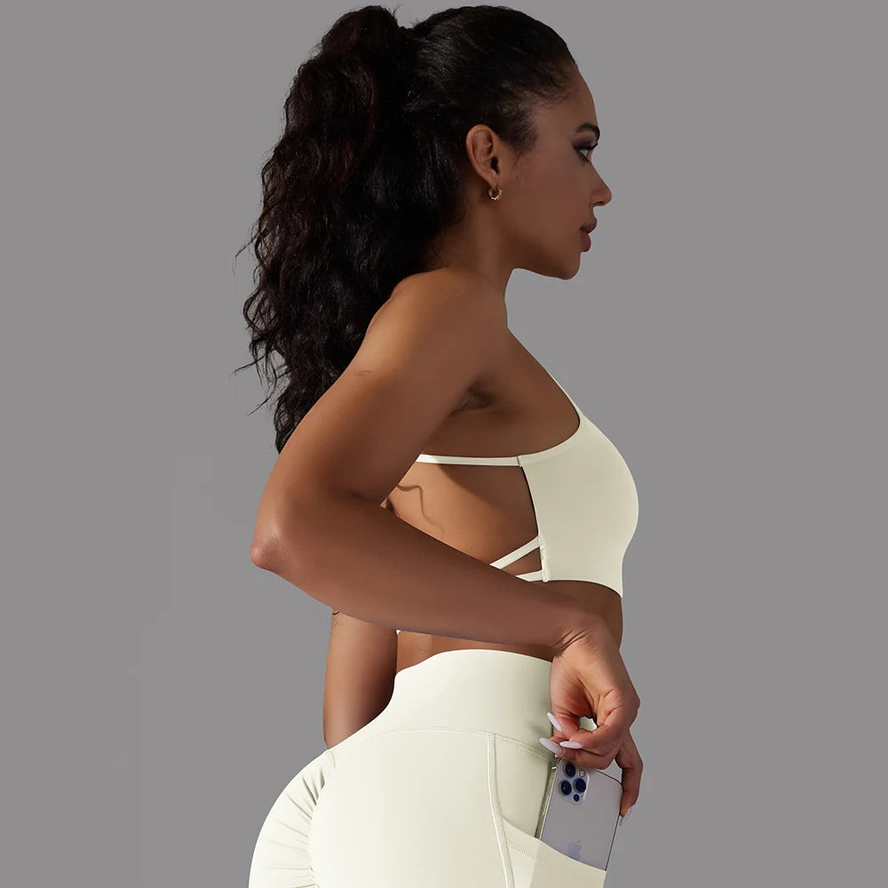 Crisscross Back Sports Push Up Bra