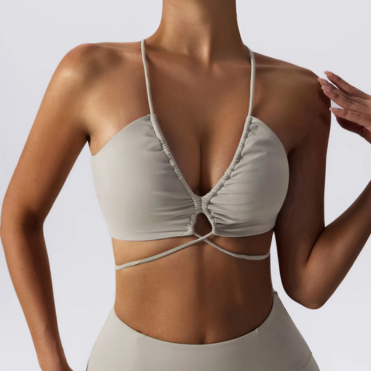 Sexy Gym Top Women Crease Sports Bra Running Back