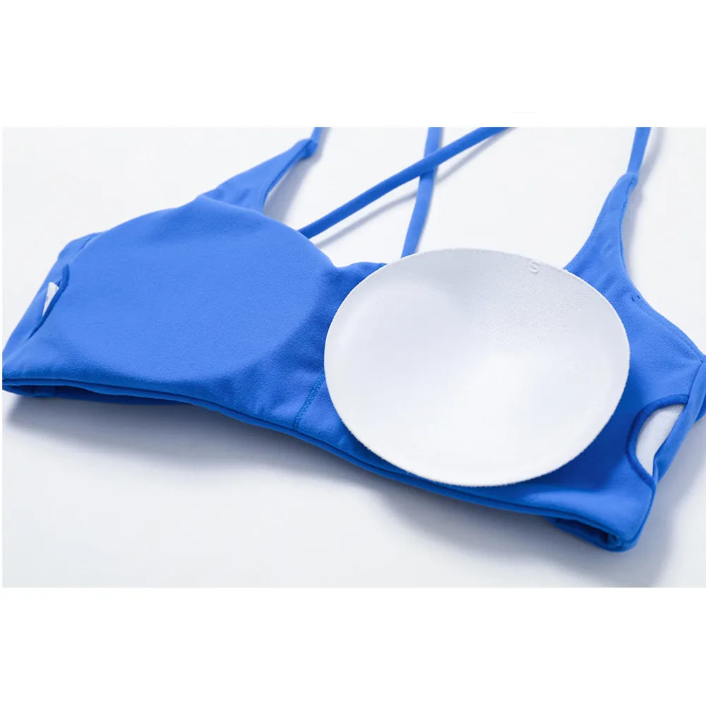 Ladies Sports Bra Sexy Criss Cross Straps Back High