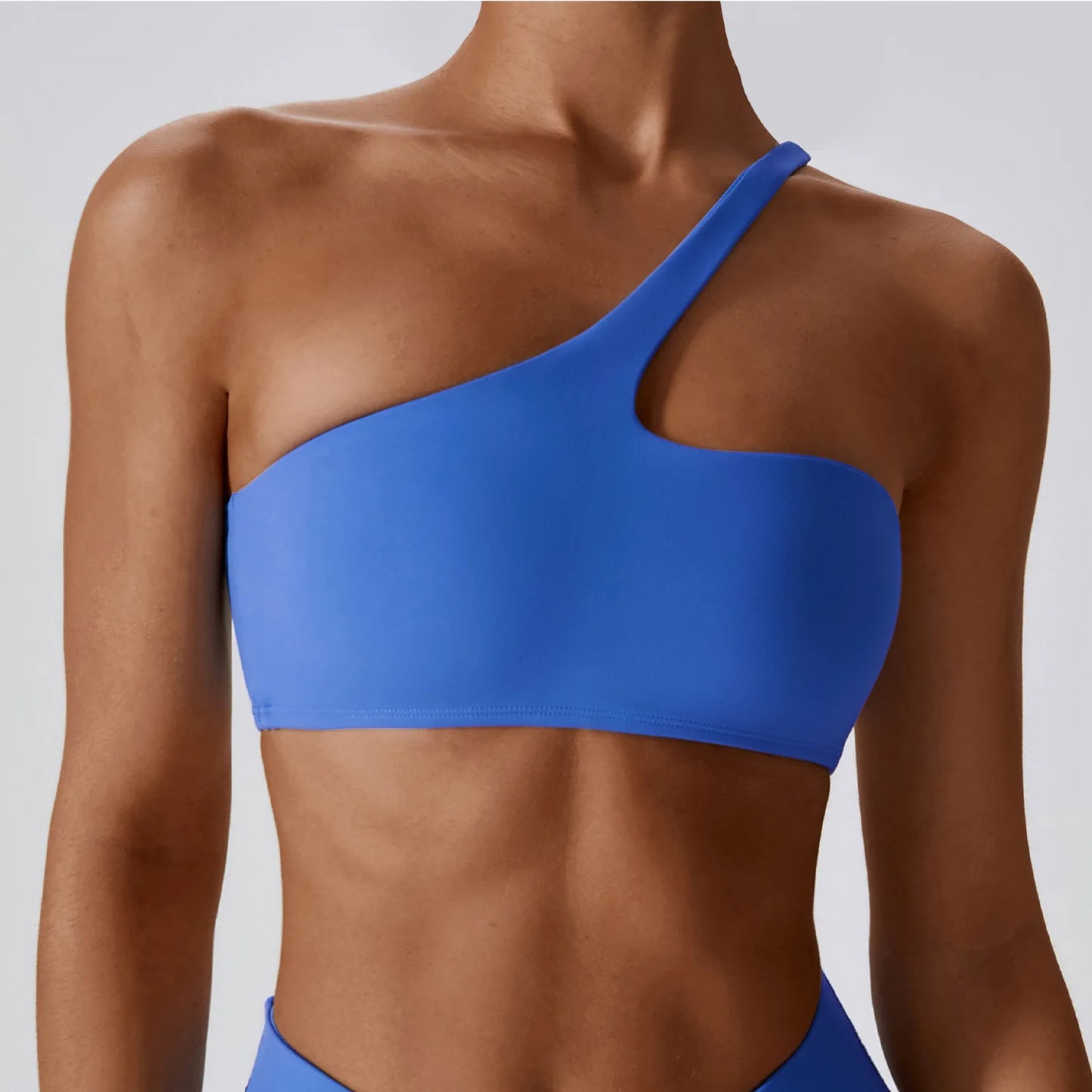 Women One Shoulder Sports Bra Top Push Up Fitness Yoga