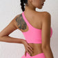 Solid Color one shoulder Women Fitness Sports Bra