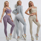 Women Seamless Striped Leggings High Waist Scrunch