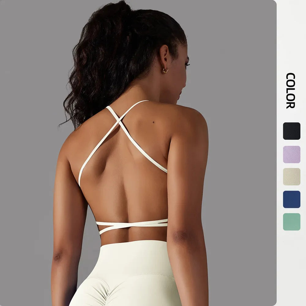 Crisscross Back Sports Push Up Bra