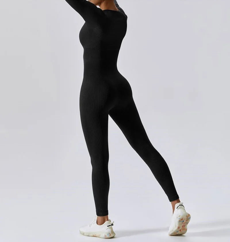 Yoga Set Seamless Yoga Suit Solid One Piece Sexy Jumpsuit