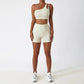 Women Seamless One Shoulder Yoga Set Sexy Sports Bra
