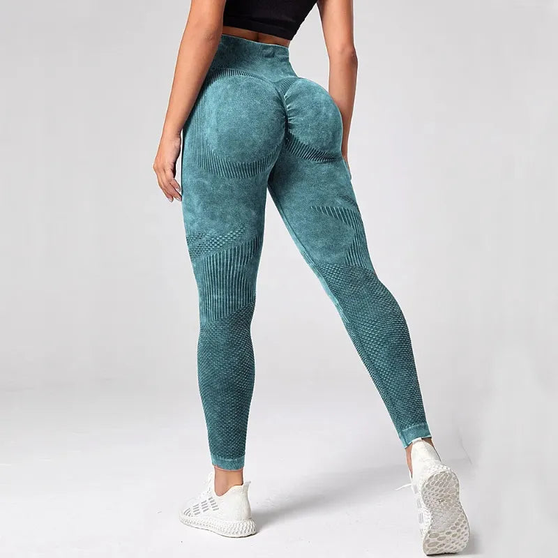Women Leggings Knit Yoga Pants Bubble Butt Push Up