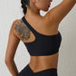 Solid Color one shoulder Women Fitness Sports Bra