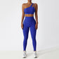 Women Seamless One Shoulder Yoga Set Sexy Sports Bra