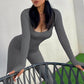 Yoga Set Seamless Yoga Suit Solid One Piece Sexy Jumpsuit